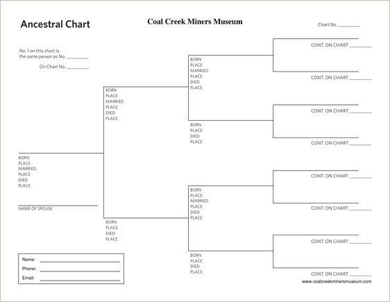 Preview of the Coal Creek Miners Museum Ancestral Chart
